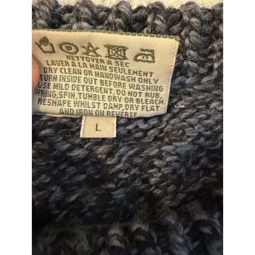Carraig Donn Handknit Ireland Wool Sweater Mens Large Gray Aran Cable‎ Knit Crew